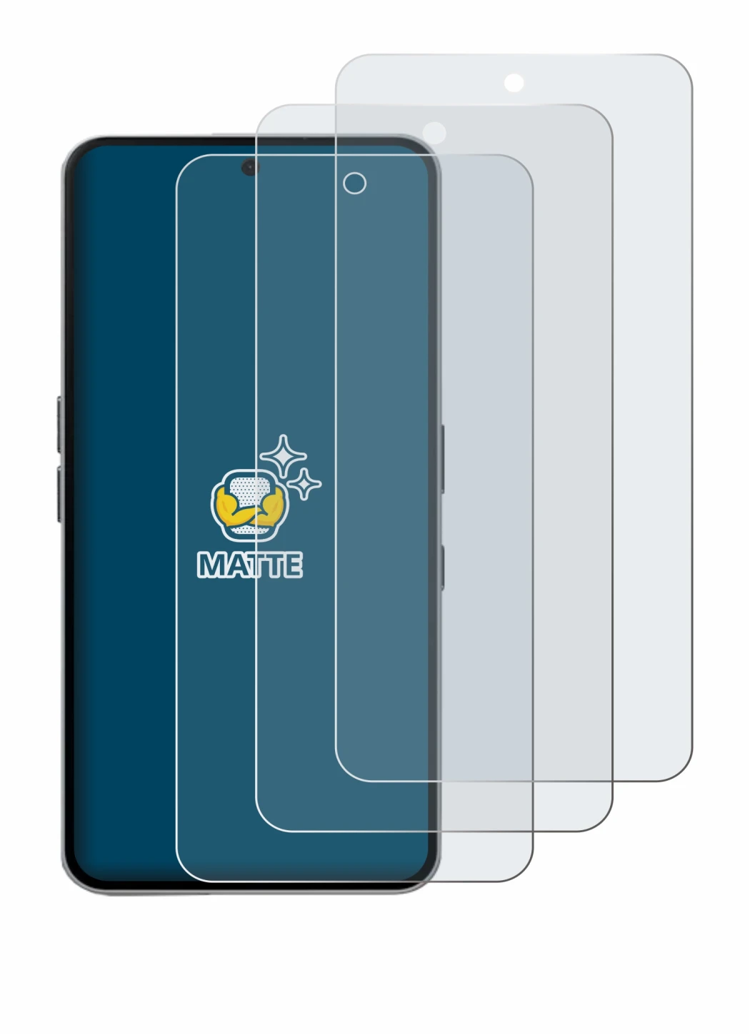 Immagine del dispositivo Nothing Phone (3a) Pro con un'ampia varietà di protezioni per lo schermo.