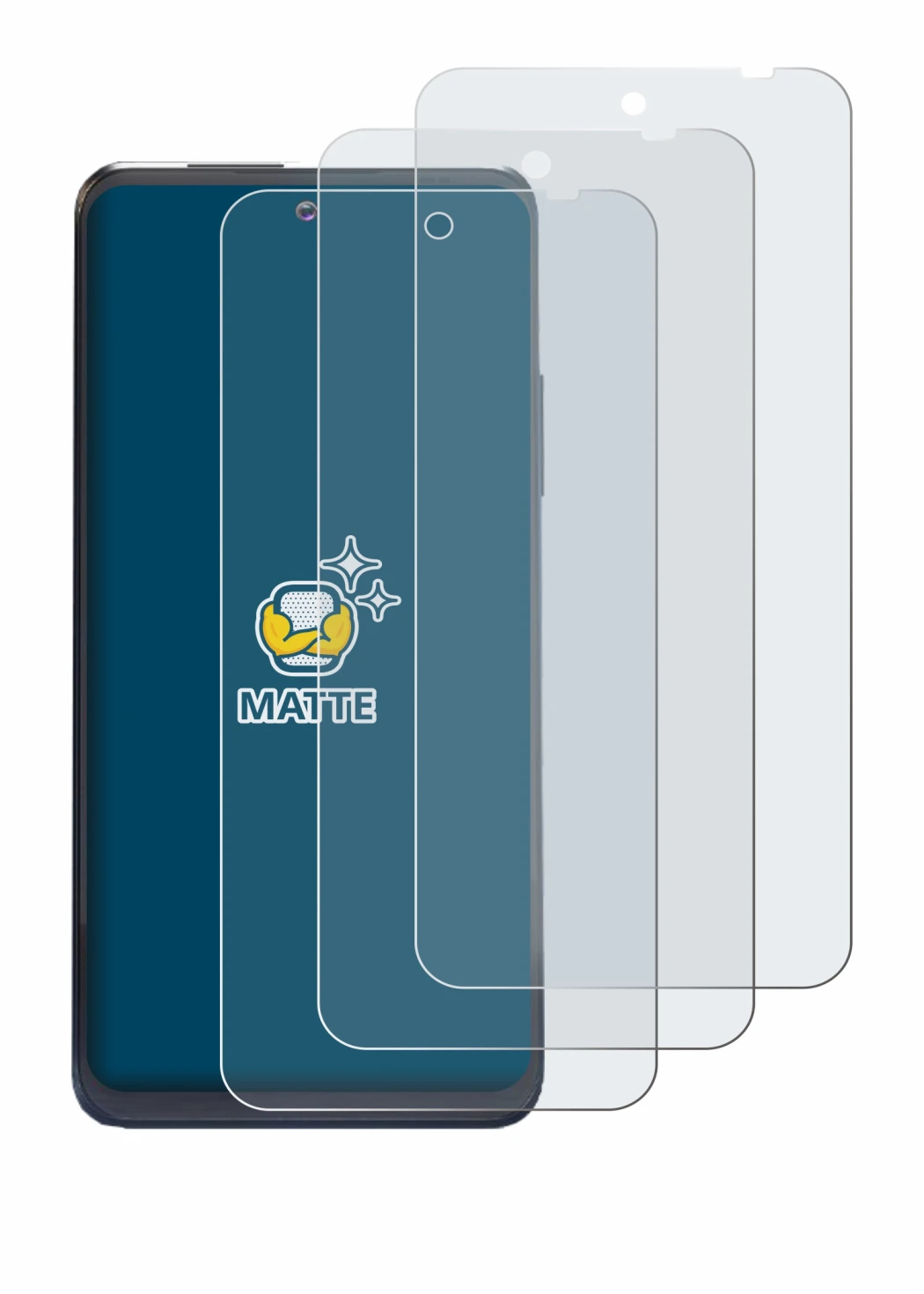 Immagine del dispositivo Thuraya One con un'ampia varietà di protezioni per lo schermo.