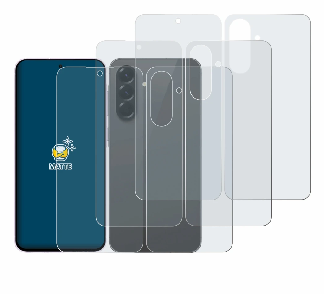 Immagine del dispositivo Samsung Galaxy A56 5G (Fronte+Retro) con un'ampia varietà di protezioni per lo schermo.