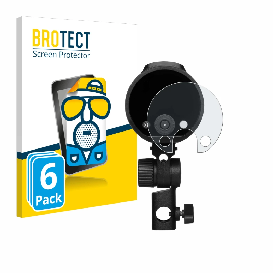Parte frontale di una confezione del prodotto con il logo del marchio BROTECT. Accanto è raffigurato il dispositivo Profoto A2