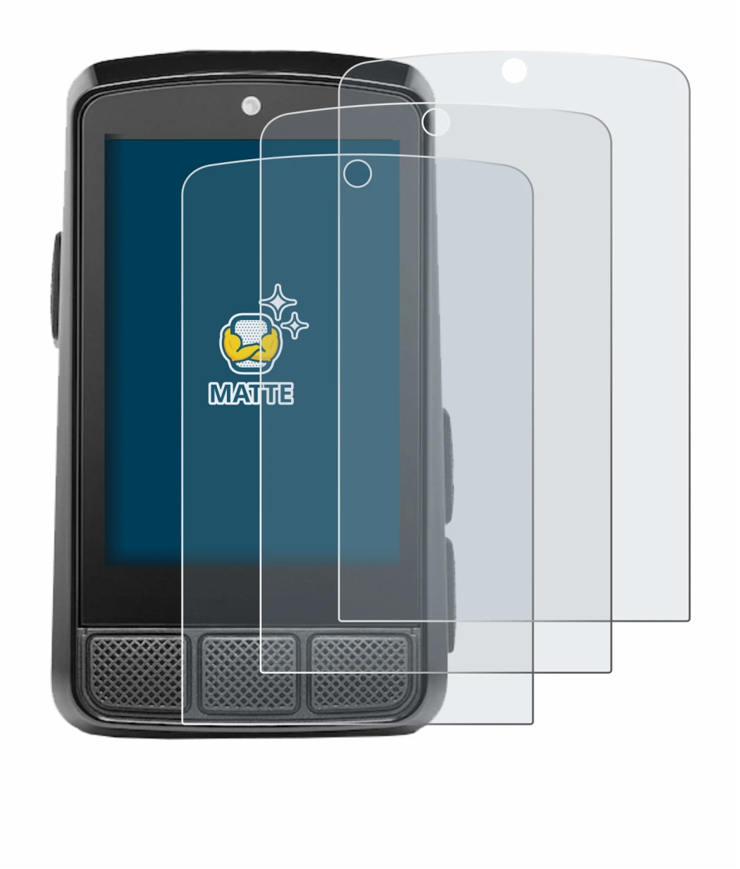Immagine del dispositivo Wahoo Elemnt Bolt 3 con un'ampia varietà di protezioni per lo schermo.