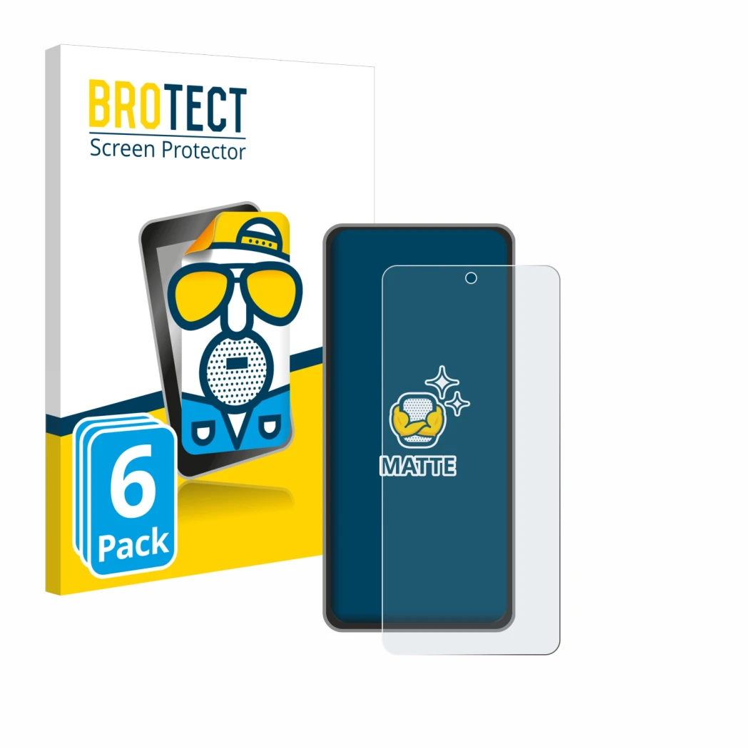 Parte frontale di una confezione del prodotto con il logo del marchio BROTECT. Accanto è raffigurato il dispositivo realme GT