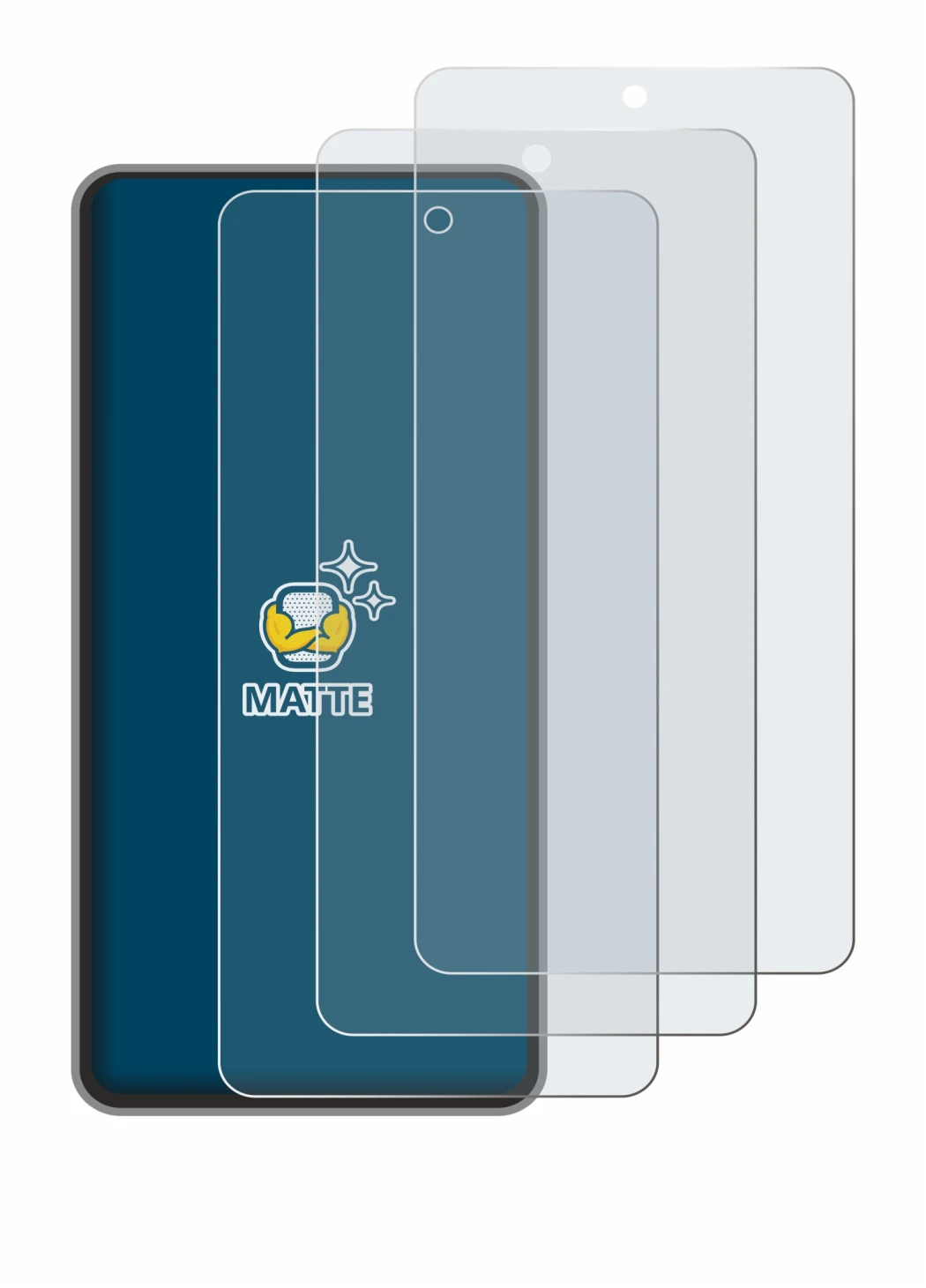 Immagine del dispositivo realme GT 7T con un'ampia varietà di protezioni per lo schermo.