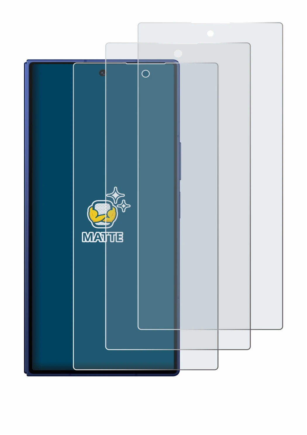 Immagine del dispositivo Samsung Galaxy Z Fold 7 con un'ampia varietà di protezioni per lo schermo.