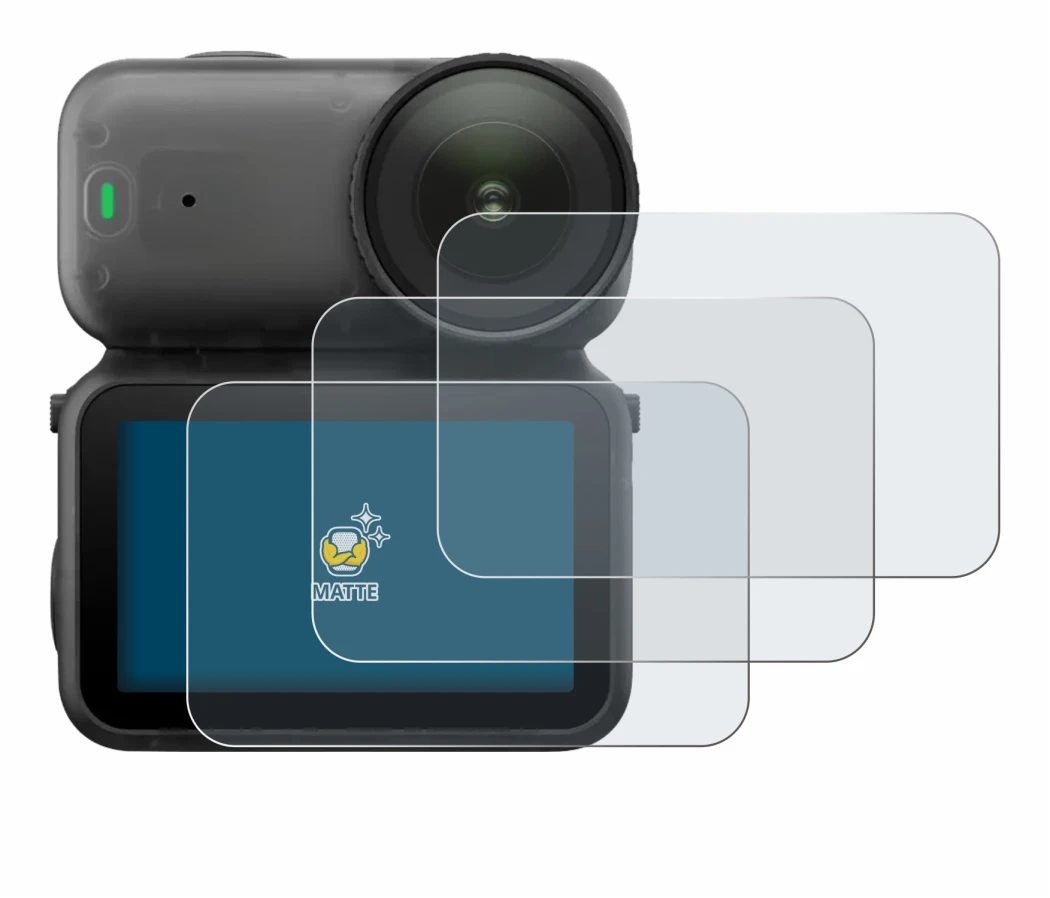 Immagine del dispositivo DJI Osmo Nano con un'ampia varietà di protezioni per lo schermo.