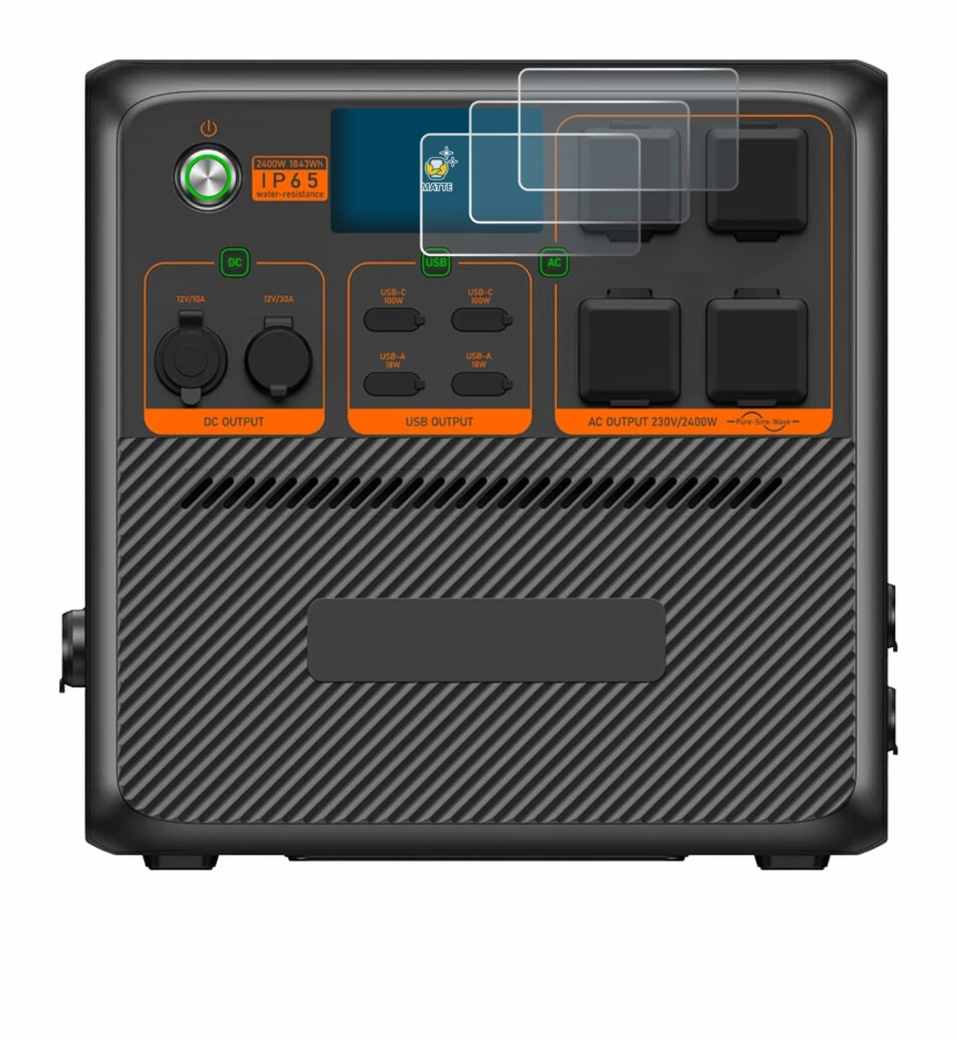 Immagine del dispositivo Bluetti AC240P con un'ampia varietà di protezioni per lo schermo.