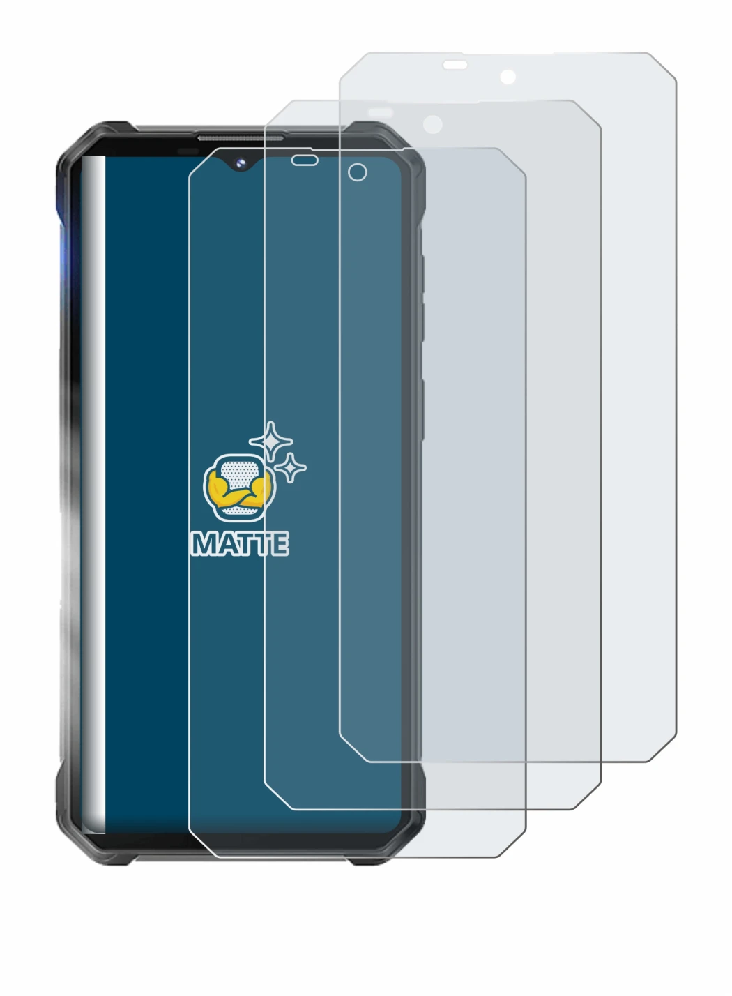 Immagine del dispositivo Oukitel WP53 Pro con un'ampia varietà di protezioni per lo schermo.