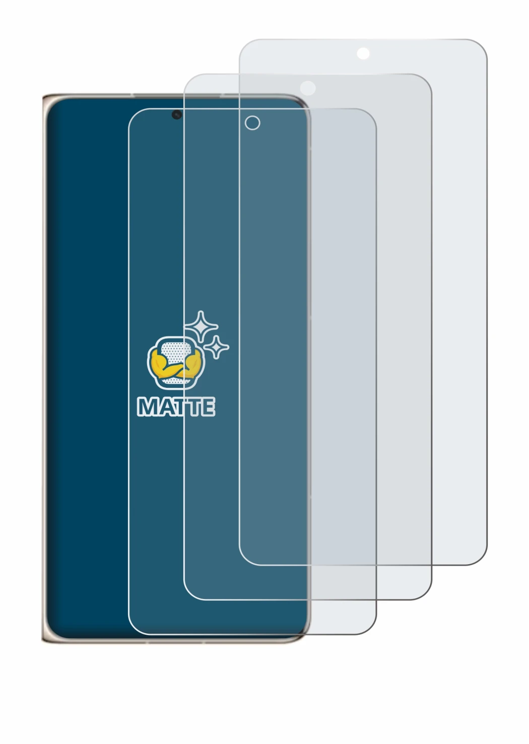 Immagine del dispositivo Huawei Mate X7 con un'ampia varietà di protezioni per lo schermo.