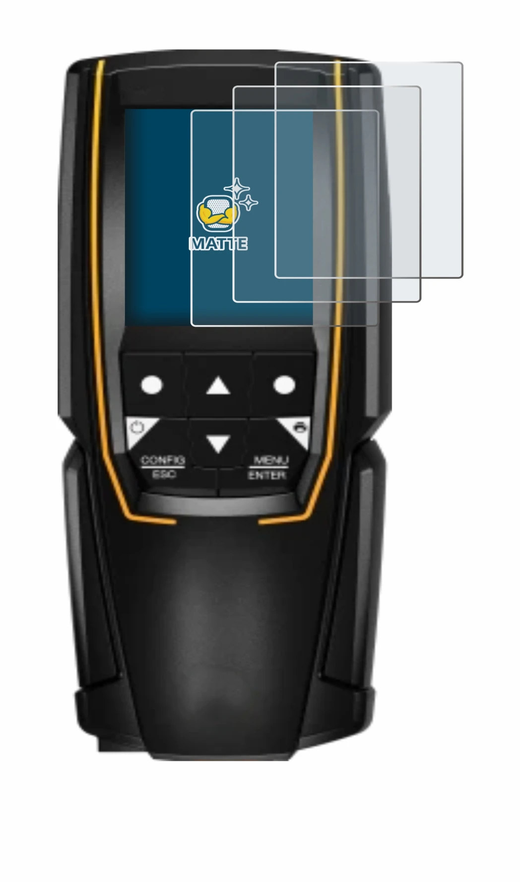 Immagine del dispositivo Testo 310 (2a Gen.) con un'ampia varietà di protezioni per lo schermo.
