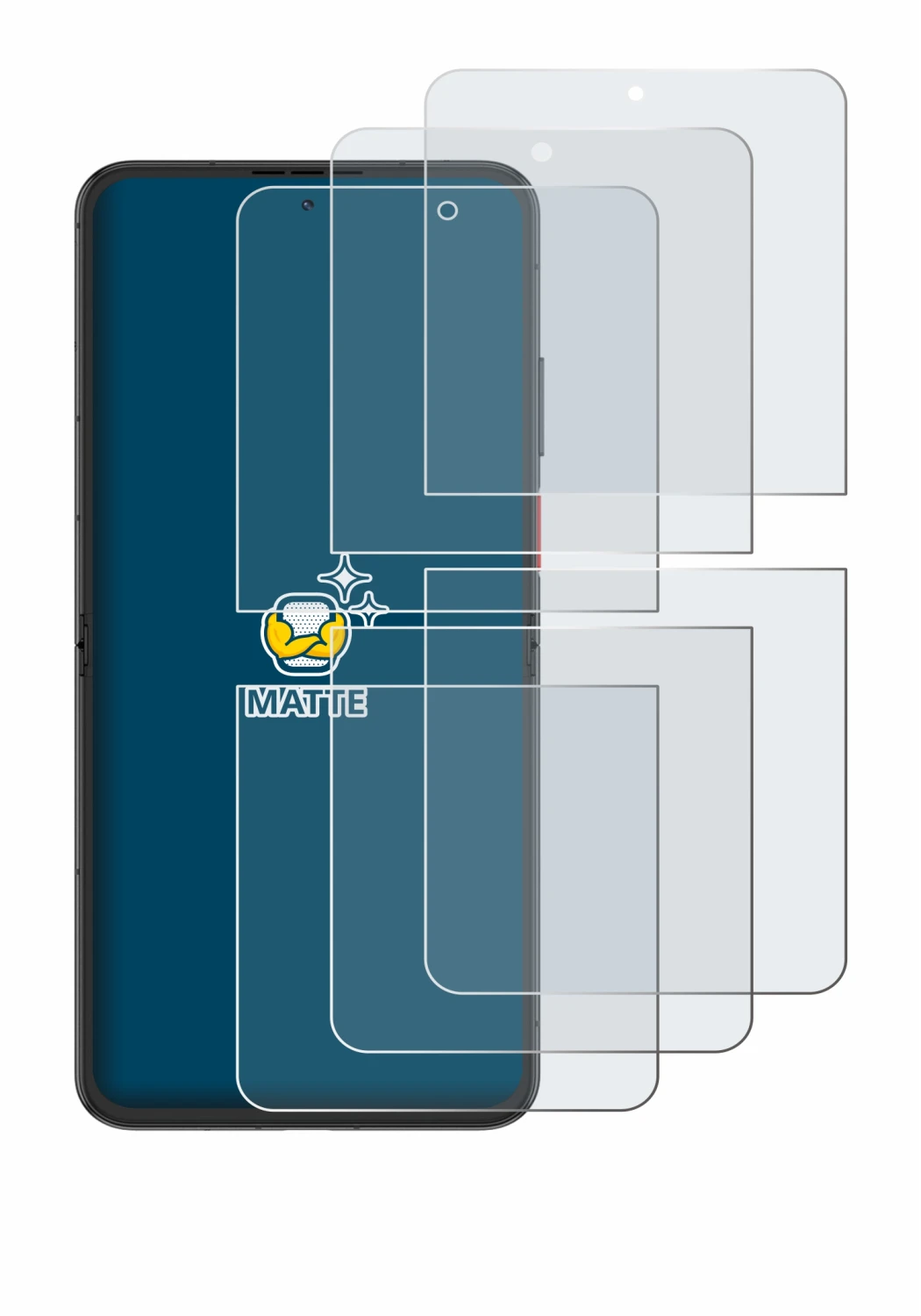 Immagine del dispositivo Nubia Flip 2 con un'ampia varietà di protezioni per lo schermo.
