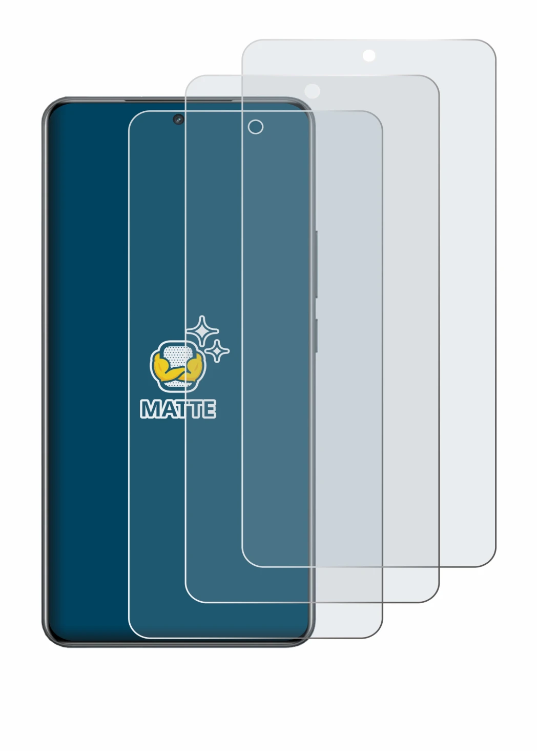 Immagine del dispositivo realme Neo 8 con un'ampia varietà di protezioni per lo schermo.