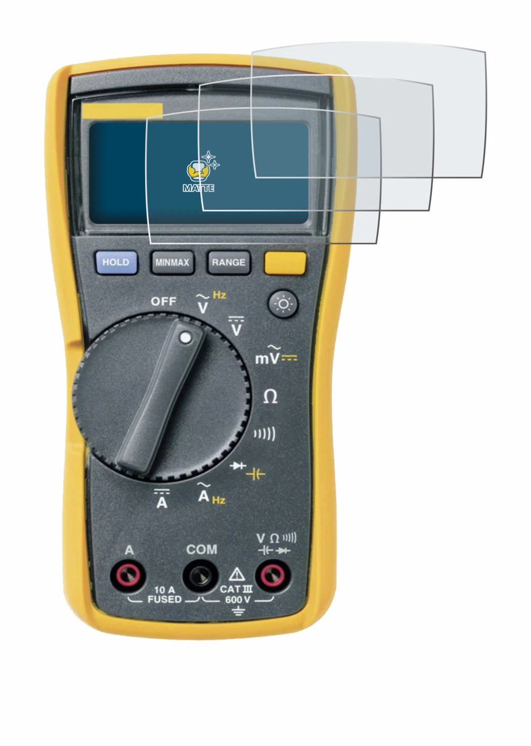 Immagine del dispositivo Fluke MultiMeter 113 con un'ampia varietà di protezioni per lo schermo.