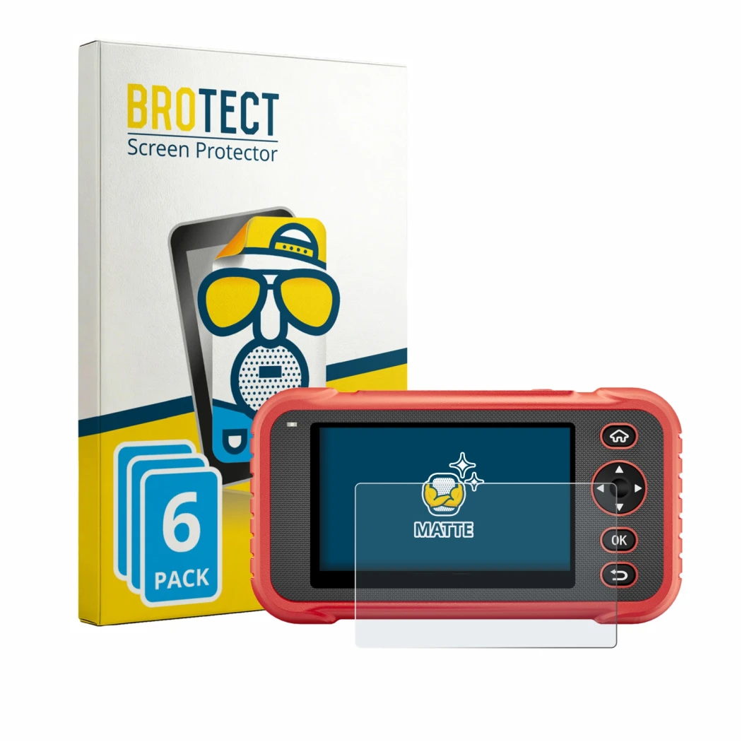Parte frontale di una confezione del prodotto con il logo del marchio BROTECT. Accanto è raffigurato il dispositivo Launch CRP