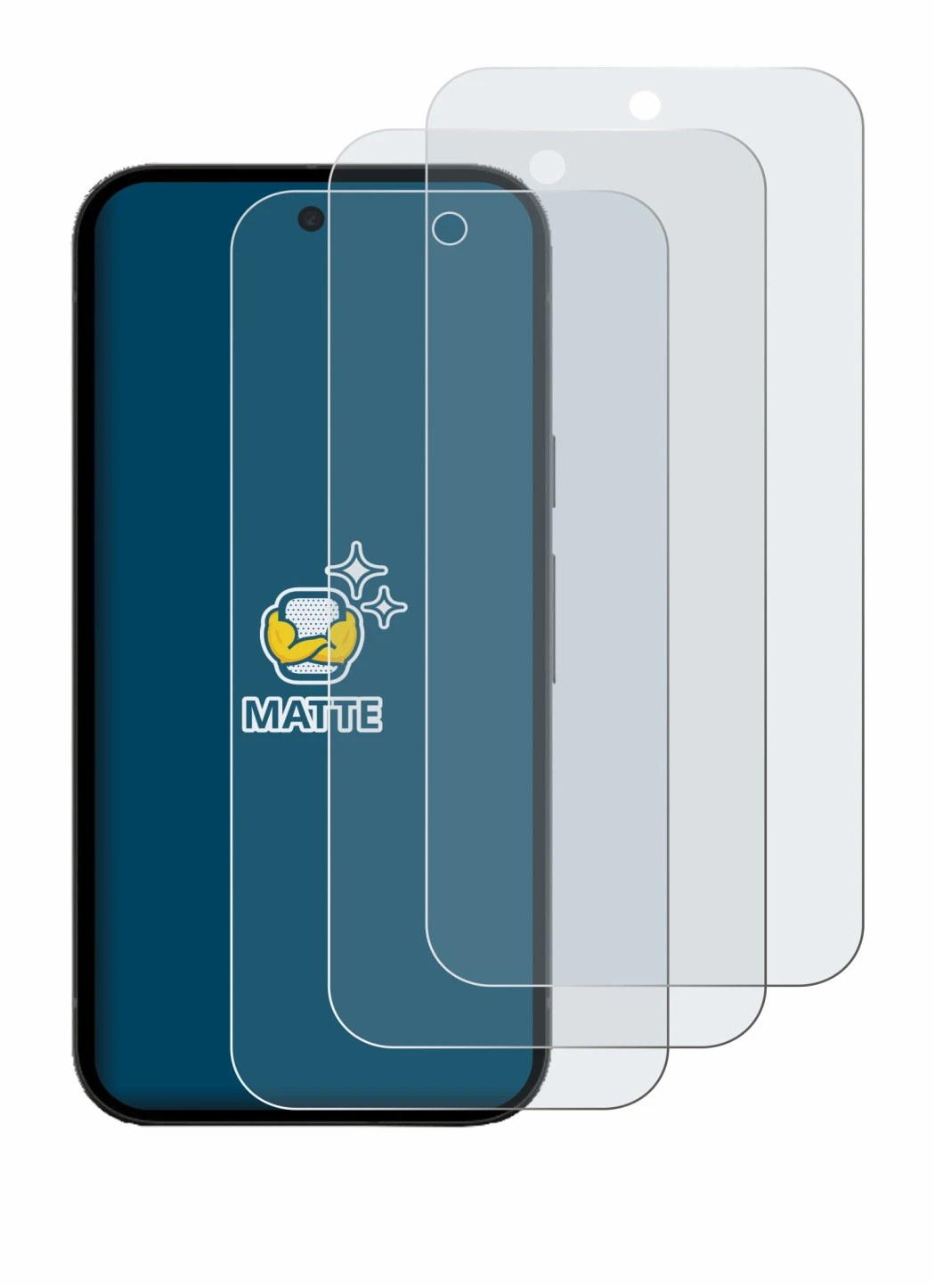 Immagine del dispositivo Google Pixel 10a (case-friendly) con un'ampia varietà di protezioni per lo schermo.