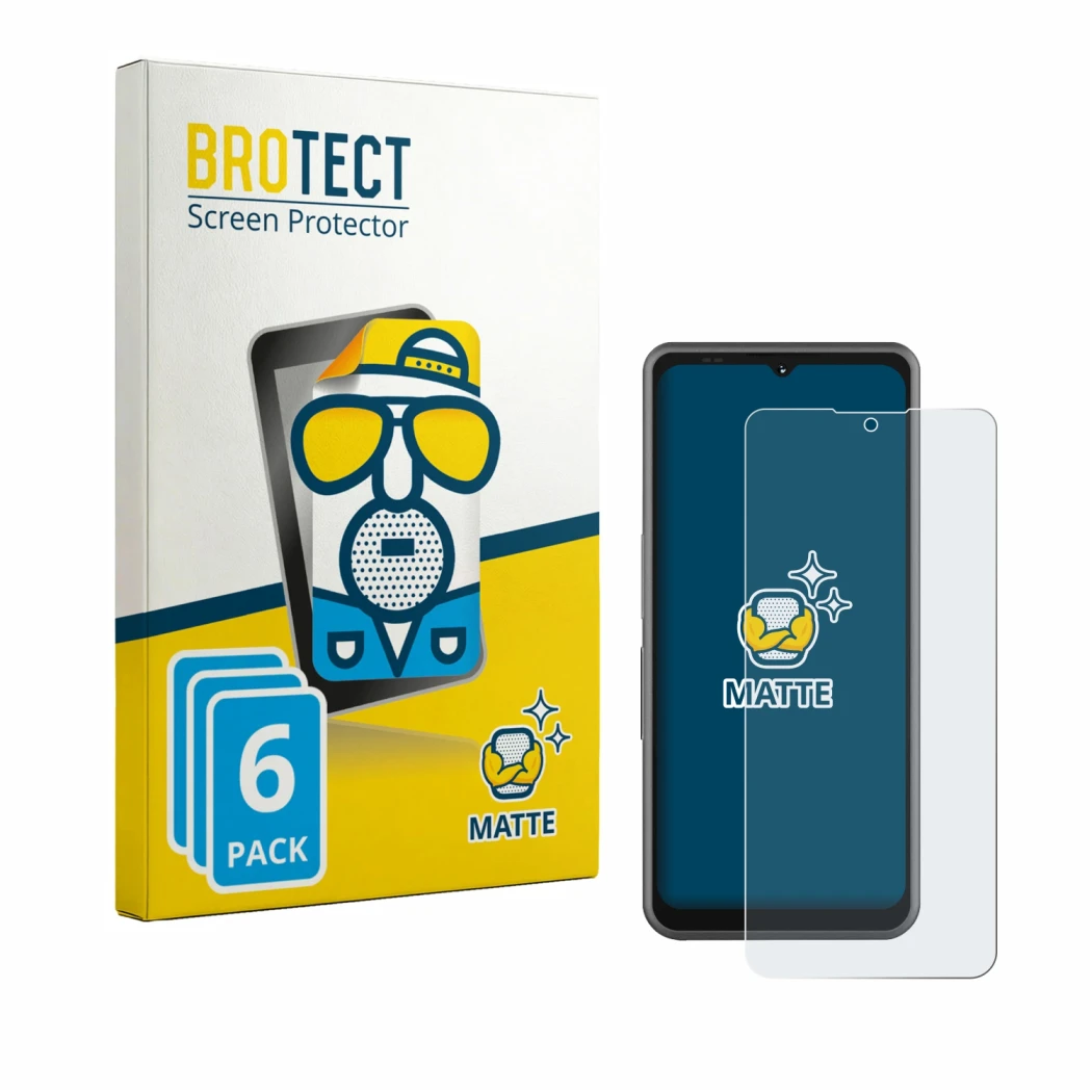 Parte frontale di una confezione del prodotto con il logo del marchio BROTECT. Accanto è raffigurato il dispositivo Sonim XP P