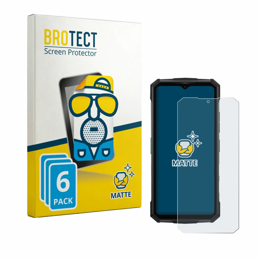 Parte frontale di una confezione del prodotto con il logo del marchio BROTECT. Accanto è raffigurato il dispositivo Doogee Fir