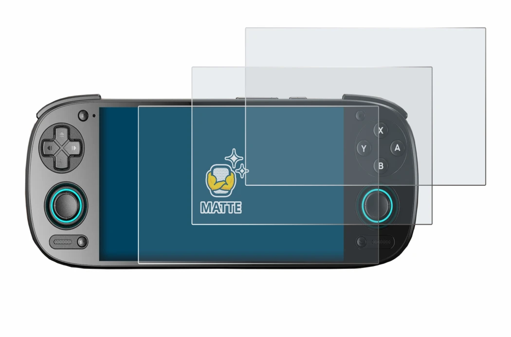 Immagine del dispositivo Retroid Pocket 5 con un'ampia varietà di protezioni per lo schermo.
