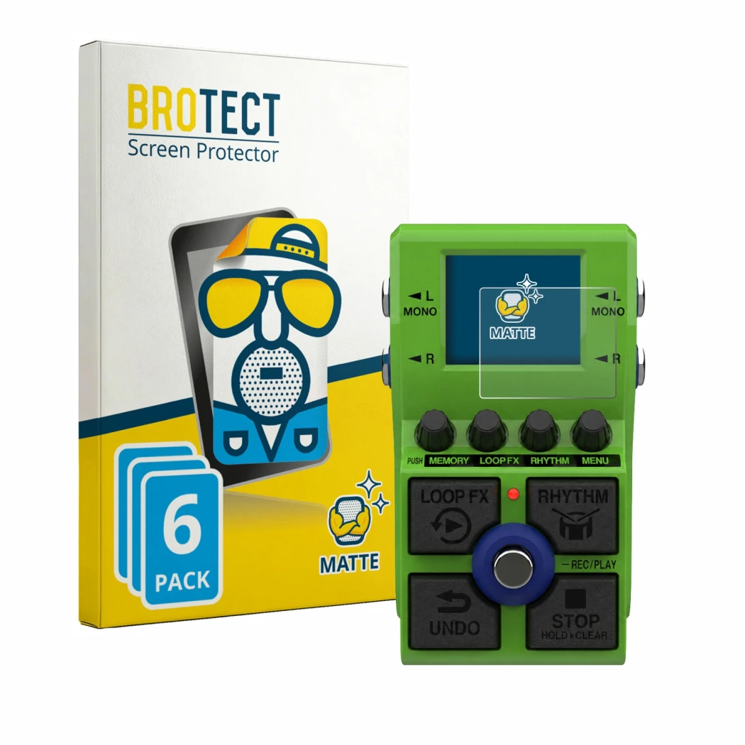 Parte frontale di una confezione del prodotto con il logo del marchio BROTECT. Accanto è raffigurato il dispositivo Zoom MS-90