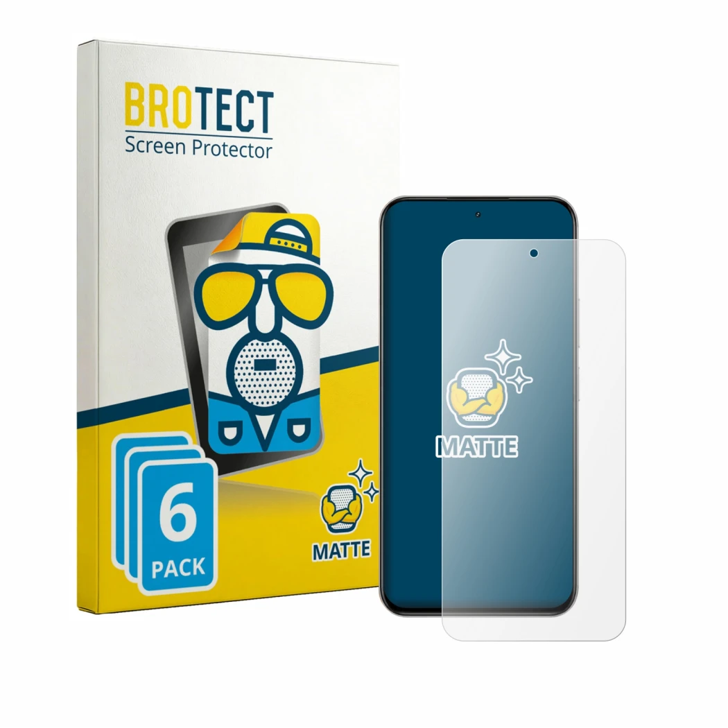 Parte frontale di una confezione del prodotto con il logo del marchio BROTECT. Accanto è raffigurato il dispositivo realme Nar