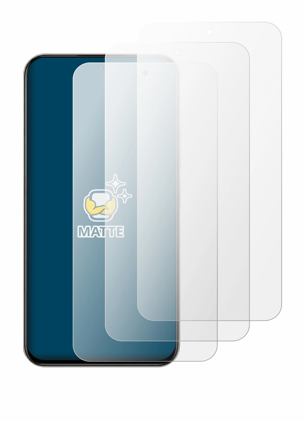 Immagine del dispositivo realme Narzo 100x con un'ampia varietà di protezioni per lo schermo.
