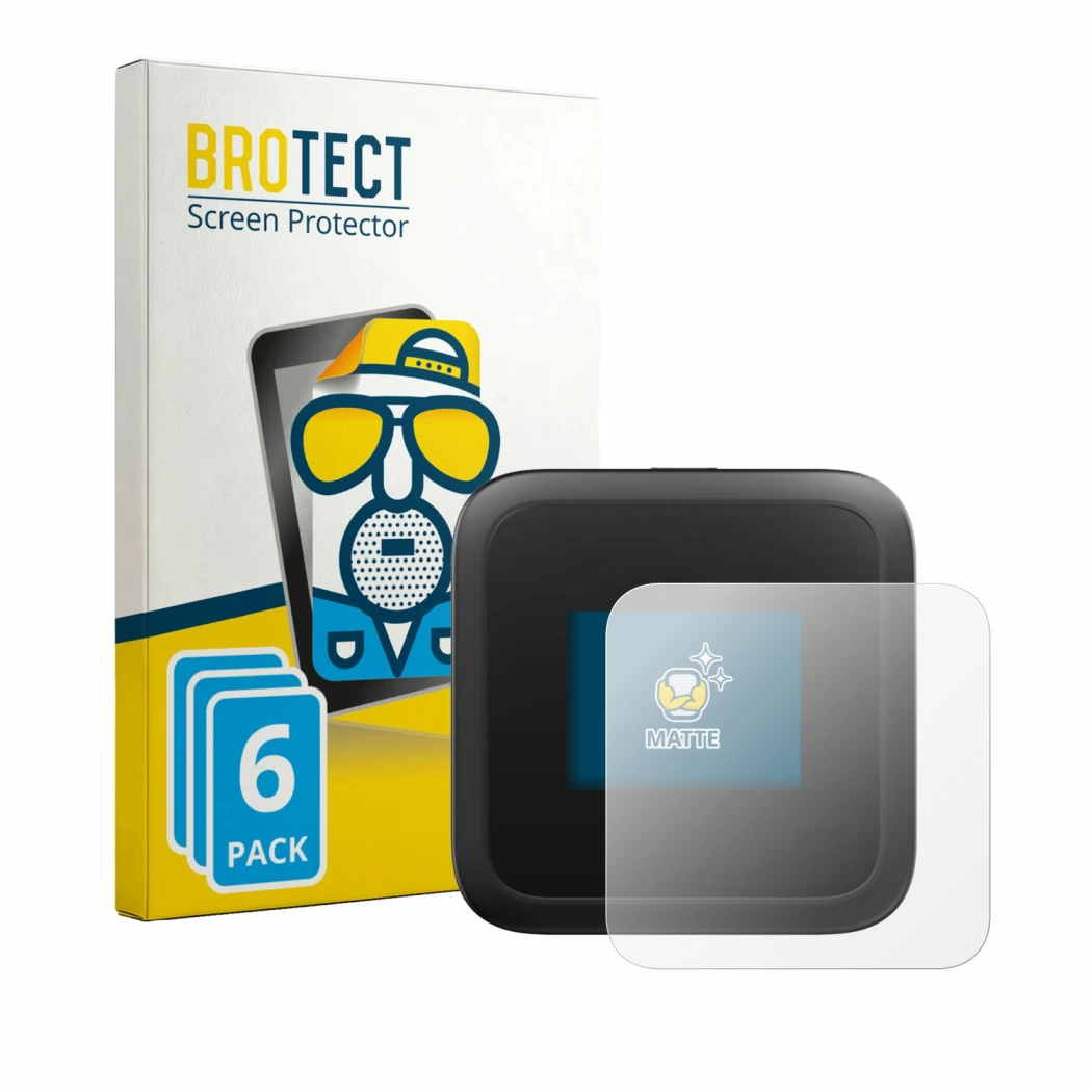 Parte frontale di una confezione del prodotto con il logo del marchio BROTECT. Accanto è raffigurato il dispositivo Netgear Ni