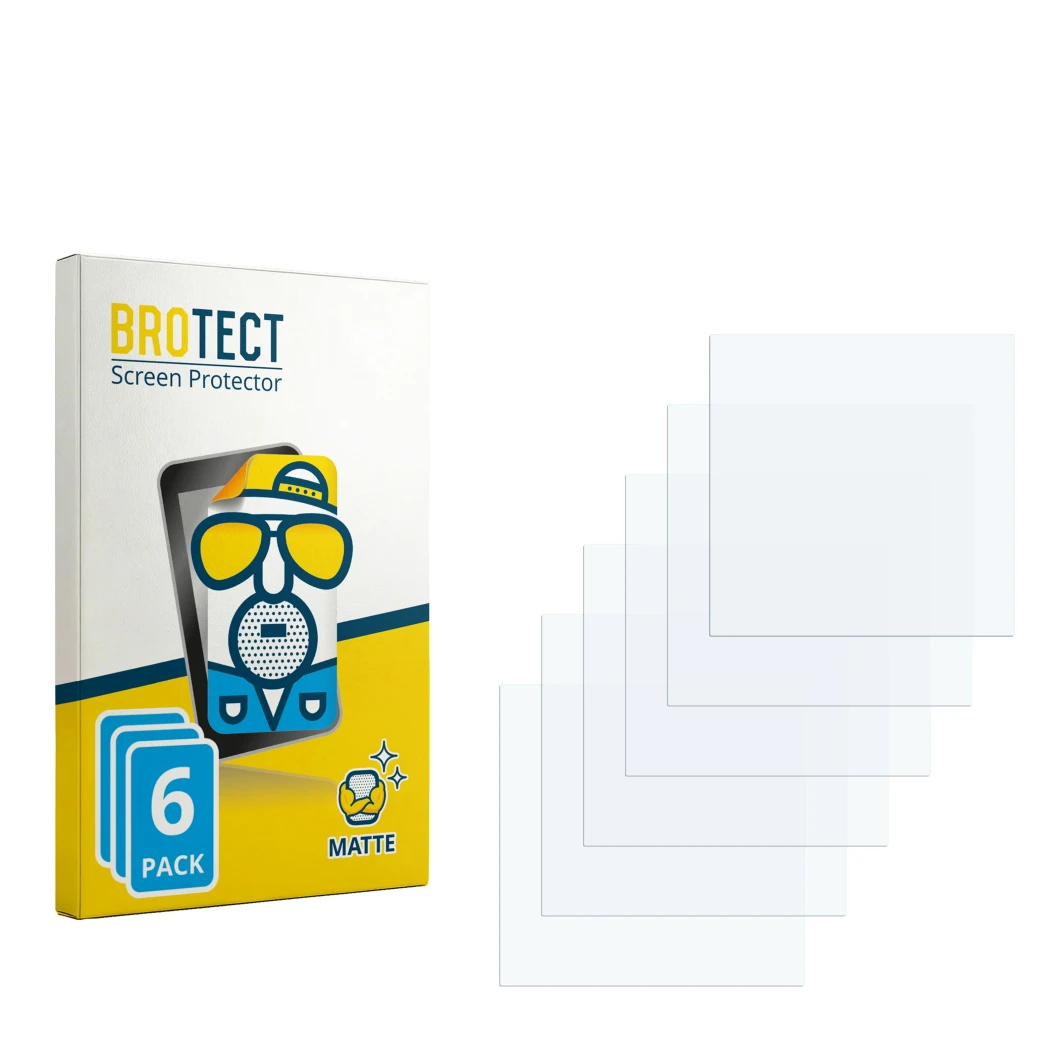 Parte frontale di una confezione del prodotto con il logo del marchio BROTECT. Accanto si trova la protezione per lo schermo c