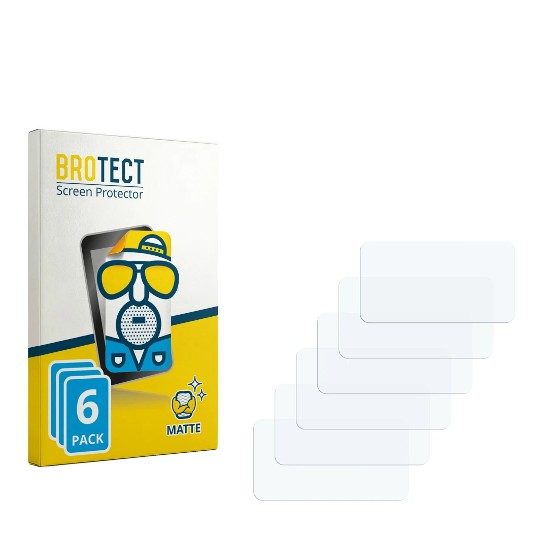 Parte frontale di una confezione del prodotto con il logo del marchio BROTECT. Accanto si trova la protezione per lo schermo c