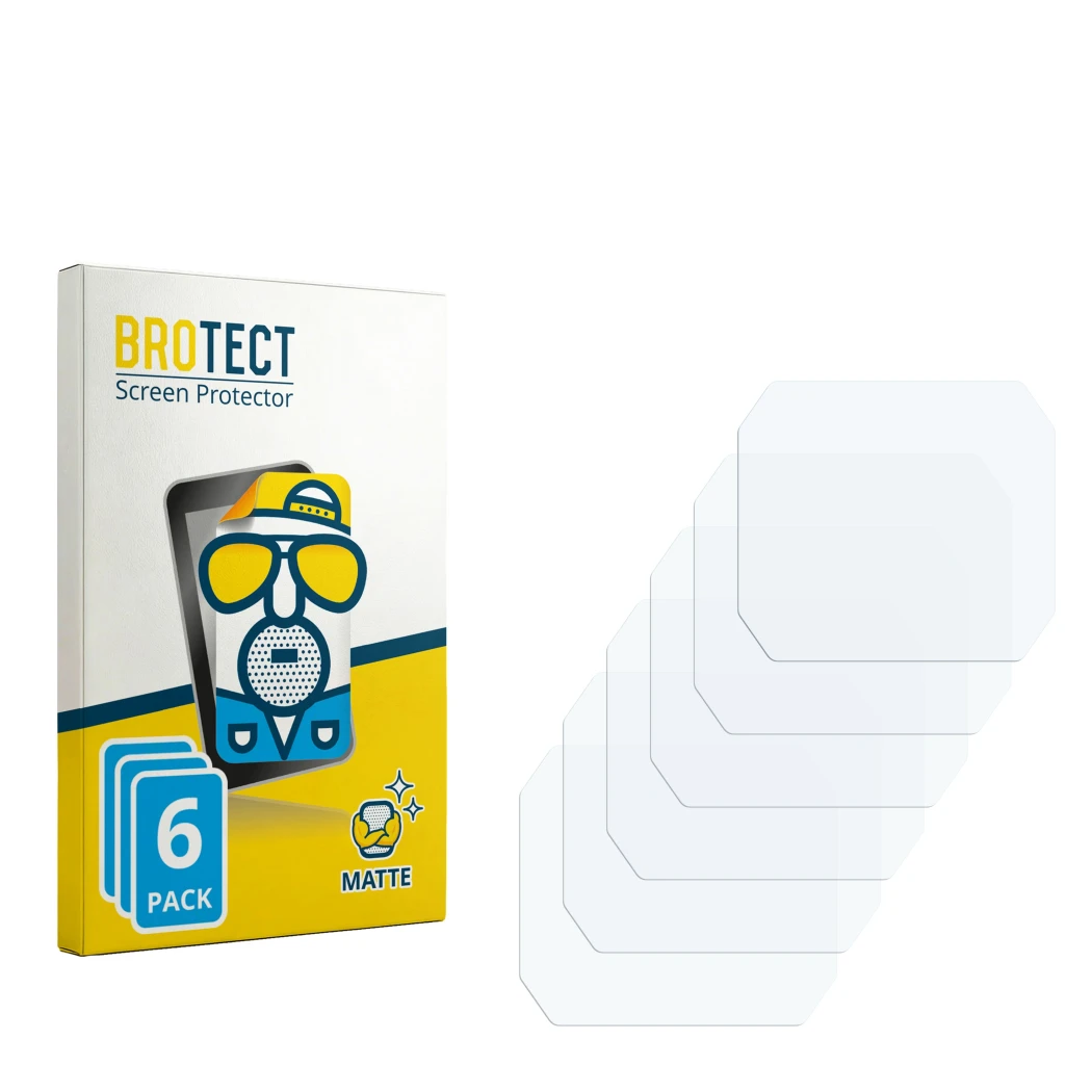 Parte frontale di una confezione del prodotto con il logo del marchio BROTECT. Accanto si trova la protezione per lo schermo c