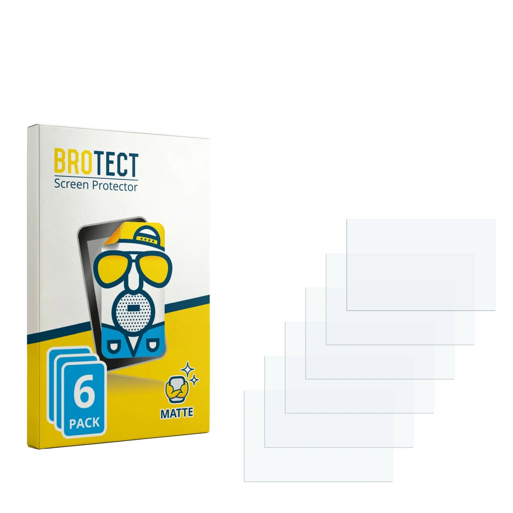 Parte frontale di una confezione del prodotto con il logo del marchio BROTECT. Accanto si trova la protezione per lo schermo c