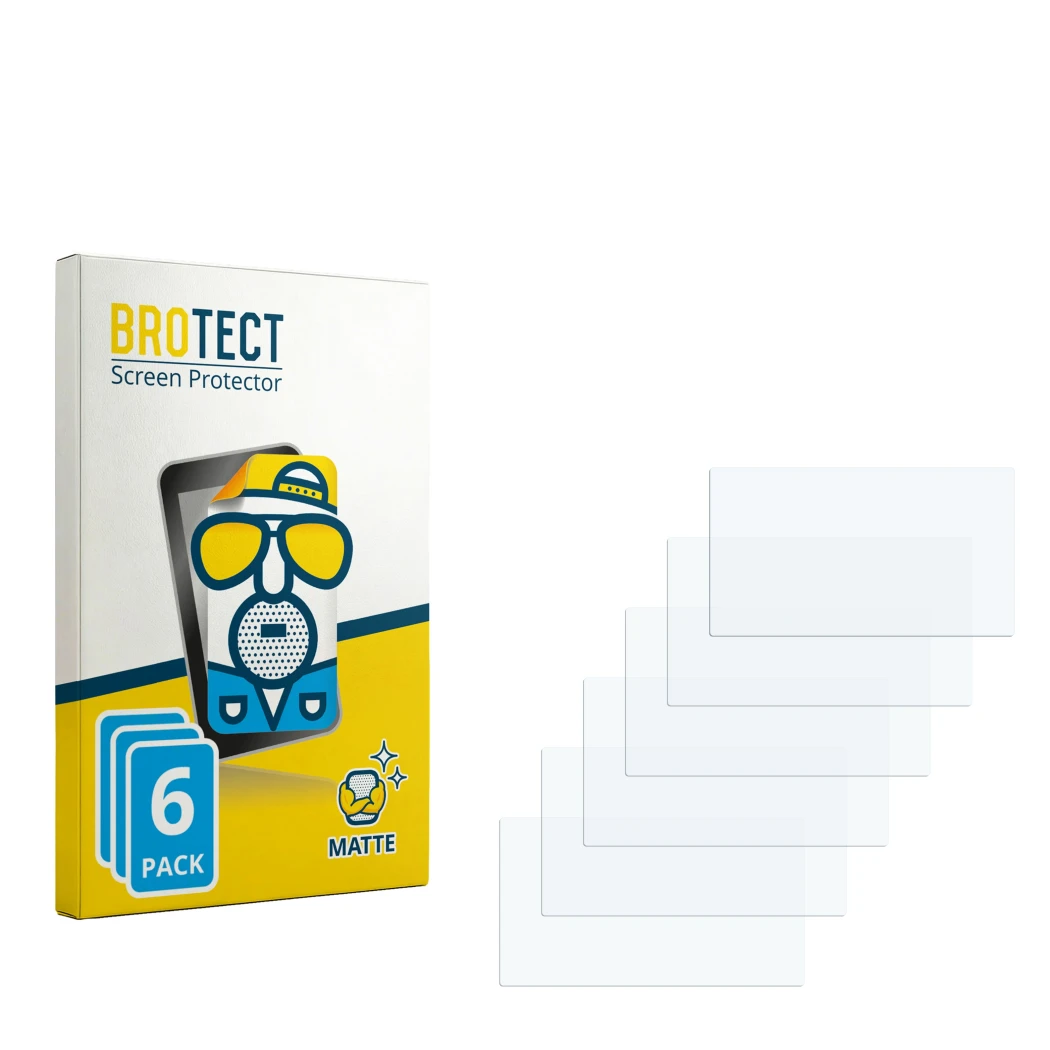 Parte frontale di una confezione del prodotto con il logo del marchio BROTECT. Accanto si trova la protezione per lo schermo c