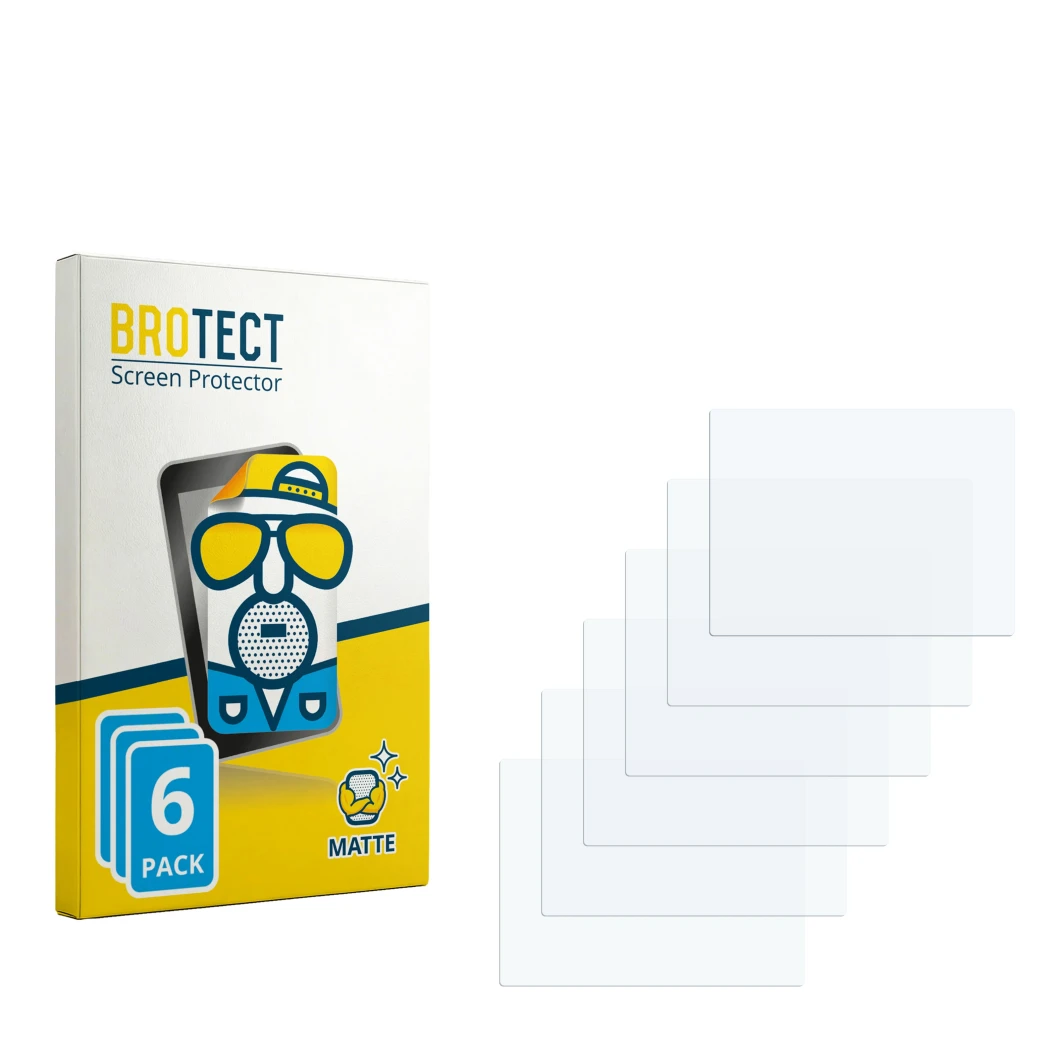 Parte frontale di una confezione del prodotto con il logo del marchio BROTECT. Accanto si trova la protezione per lo schermo c