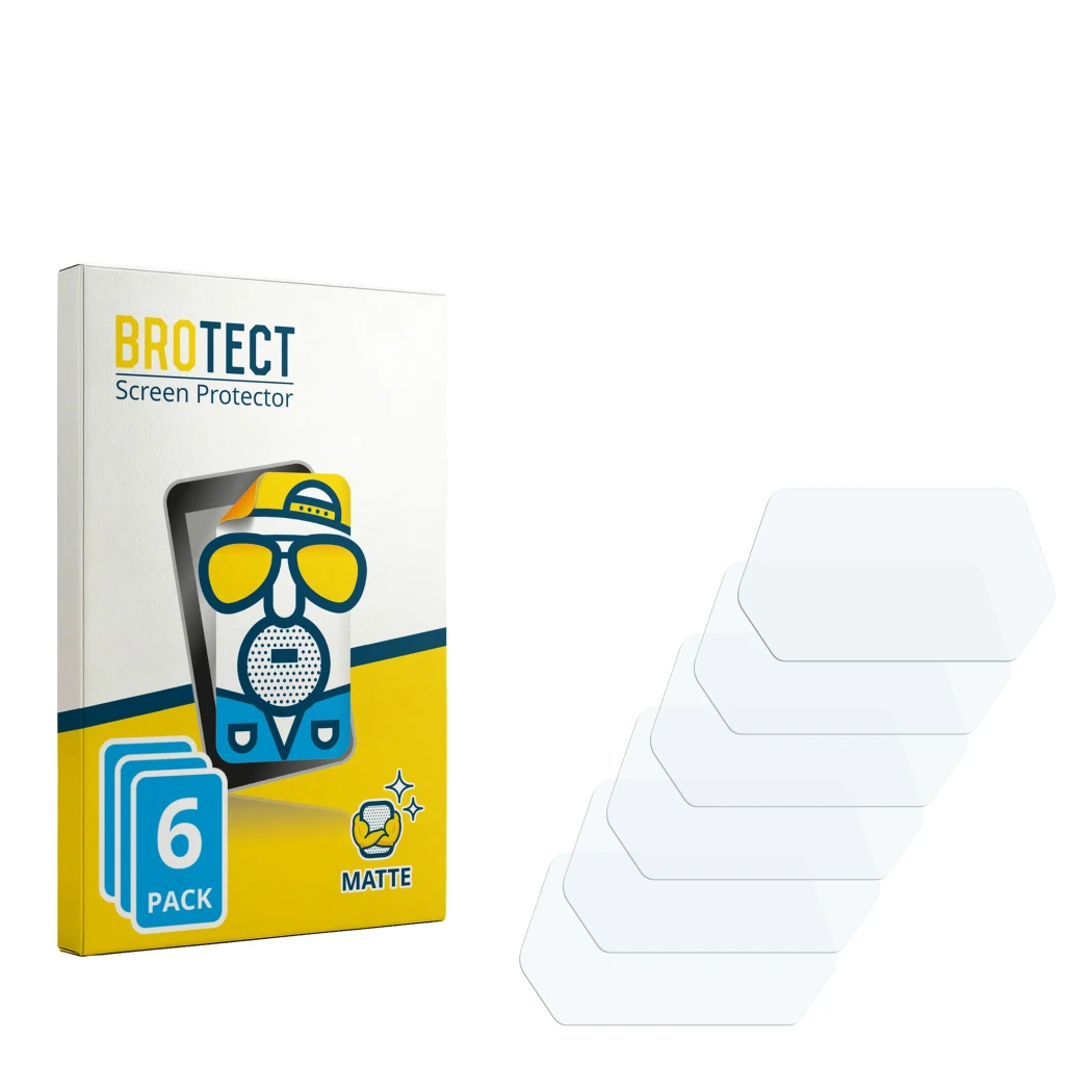 Parte frontale di una confezione del prodotto con il logo del marchio BROTECT. Accanto si trova la protezione per lo schermo c