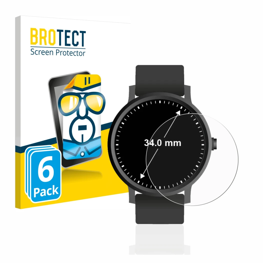 Parte frontale di una confezione del prodotto con il logo del marchio BROTECT. Accanto è raffigurato il dispositivo Orologi (C