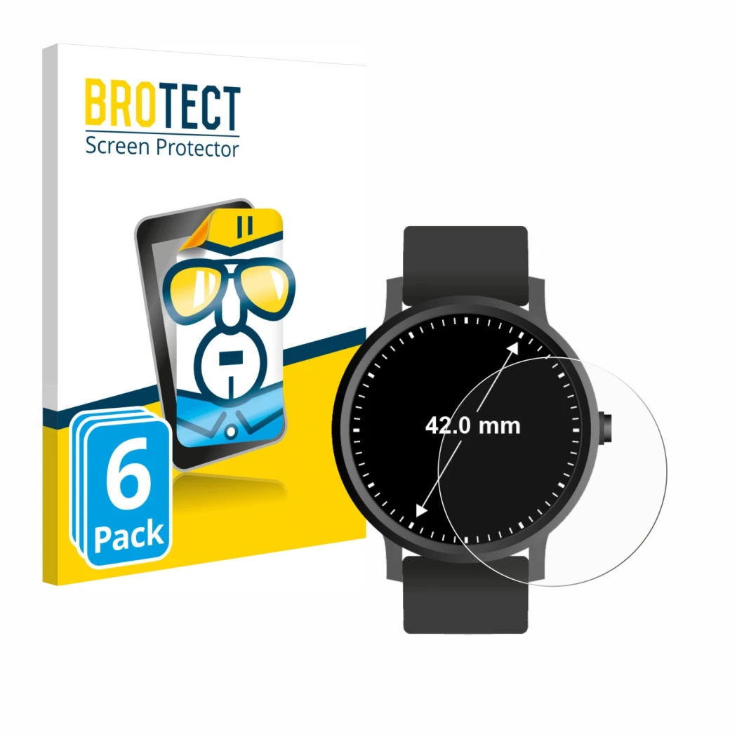 Parte frontale di una confezione del prodotto con il logo del marchio BROTECT. Accanto è raffigurato il dispositivo Orologi (C
