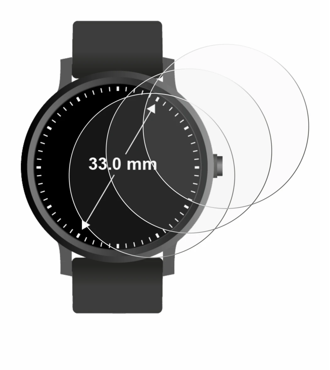 Immagine del dispositivo Orologi (Circolare, ø: 33 mm) con un'ampia varietà di protezioni per lo schermo.