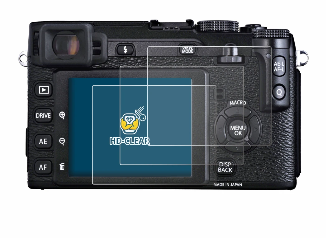Immagine del dispositivo Fujifilm X-E1 con un'ampia varietà di protezioni per lo schermo.