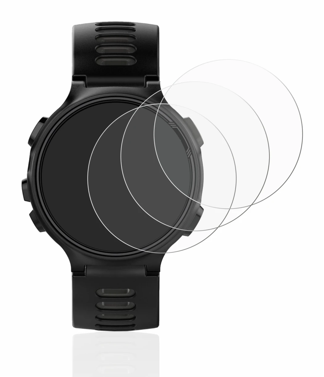 Immagine del dispositivo Garmin Forerunner 735XT con un'ampia varietà di protezioni per lo schermo.
