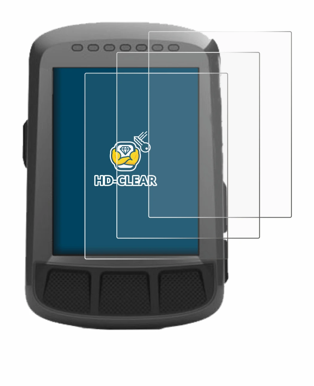 Immagine del dispositivo Wahoo Elemnt Bolt GPS con un'ampia varietà di protezioni per lo schermo.