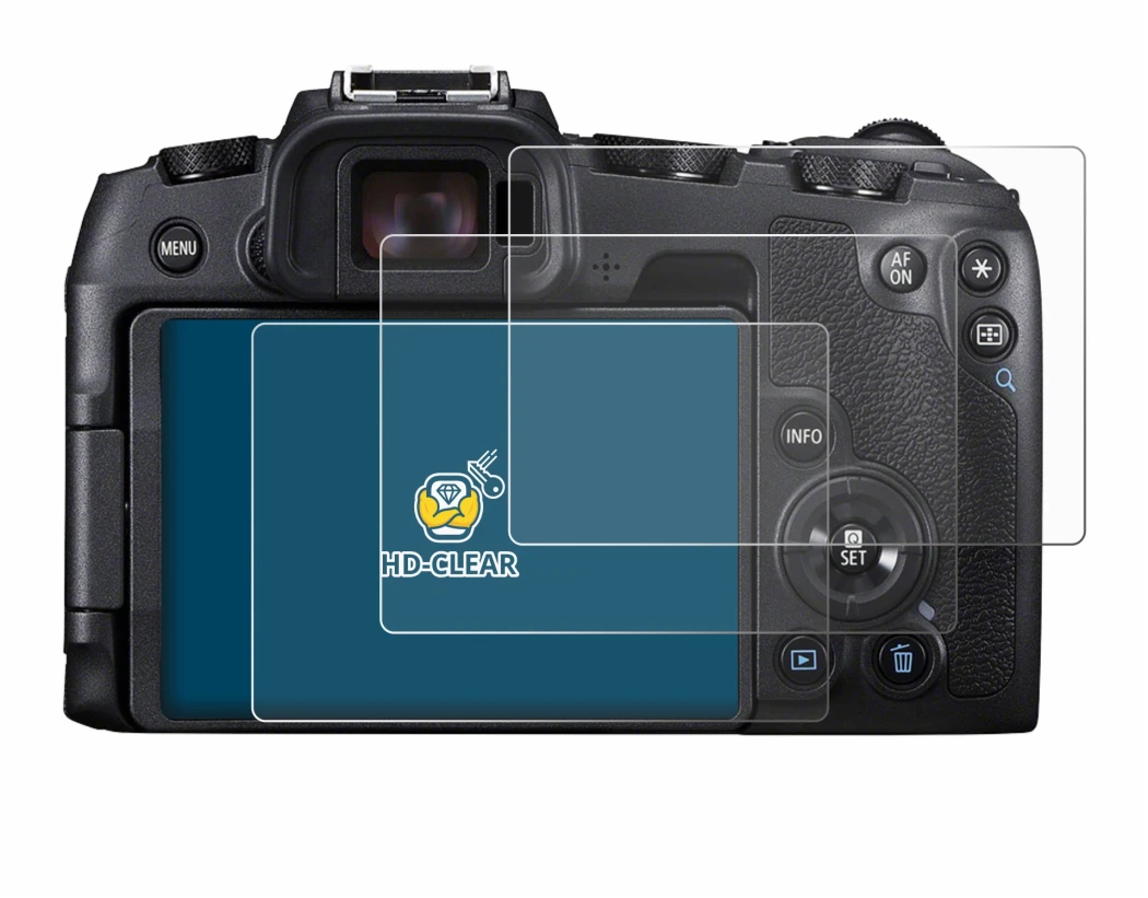 Immagine del dispositivo Canon EOS RP con un'ampia varietà di protezioni per lo schermo.