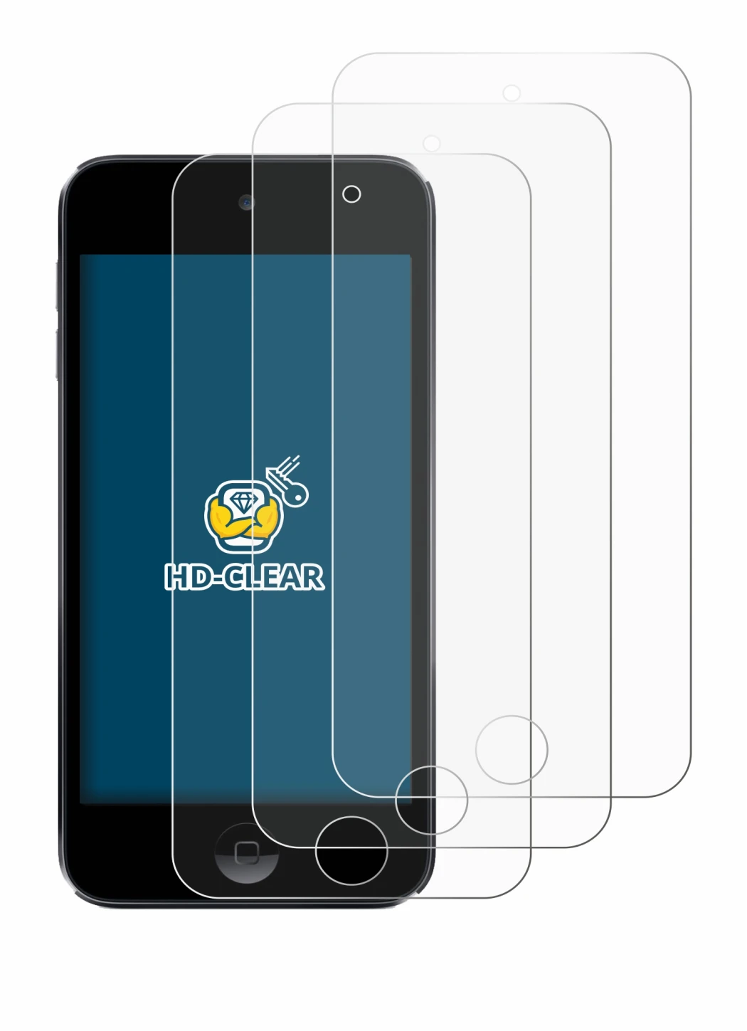 Immagine del dispositivo Apple iPod Touch (7a. Gen.) con un'ampia varietà di protezioni per lo schermo.