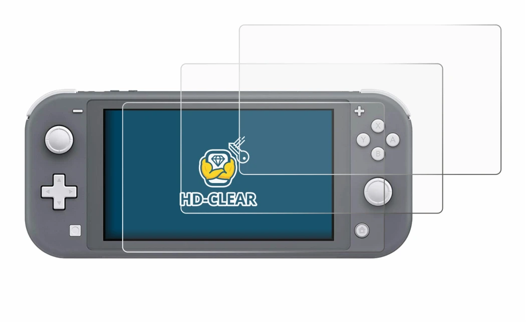 Immagine del dispositivo Nintendo Switch Lite con un'ampia varietà di protezioni per lo schermo.
