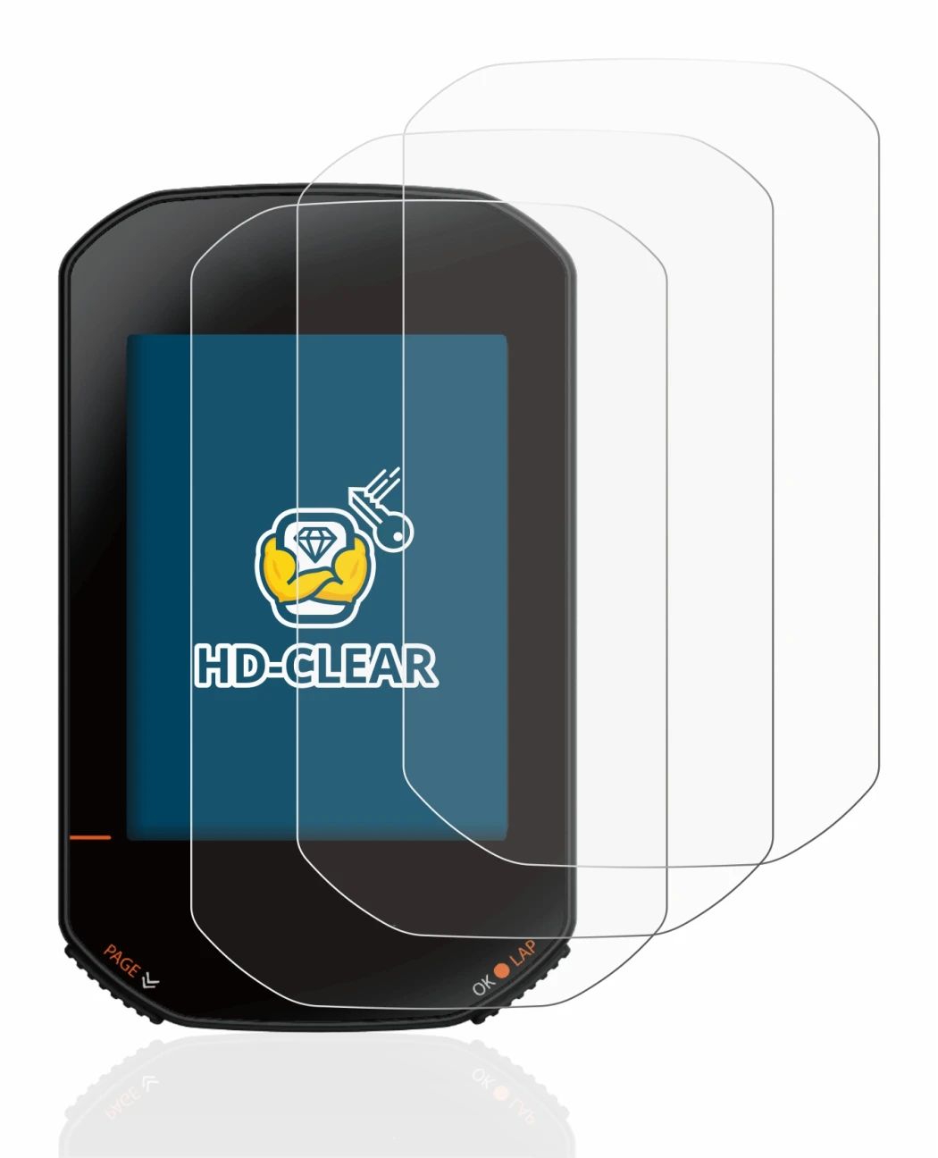 Immagine del dispositivo Bryton Rider 420 con un'ampia varietà di protezioni per lo schermo.