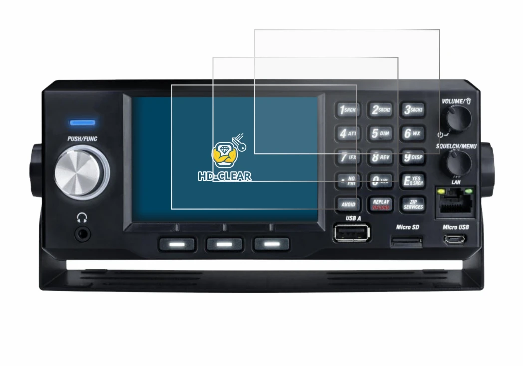 Immagine del dispositivo Uniden SDS200E con un'ampia varietà di protezioni per lo schermo.