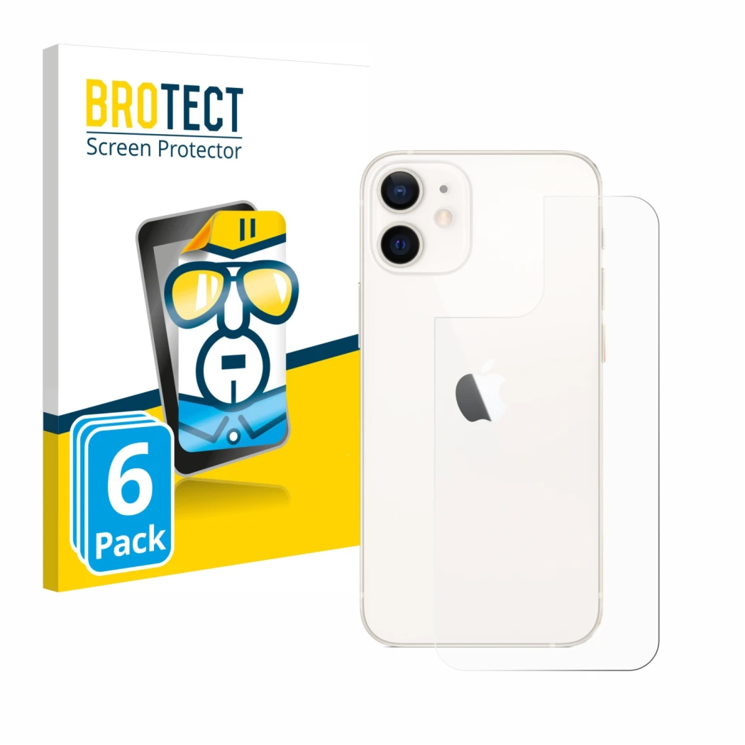 Parte frontale di una confezione del prodotto con il logo del marchio BROTECT. Accanto è raffigurato il dispositivo Apple iPho