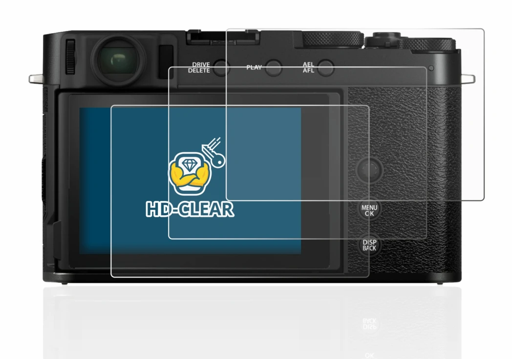 Immagine del dispositivo Fujifilm X-E4 con un'ampia varietà di protezioni per lo schermo.