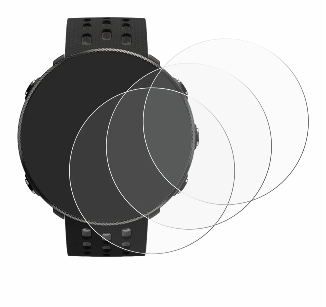 Immagine del dispositivo Polar Vantage M2 con un'ampia varietà di protezioni per lo schermo.