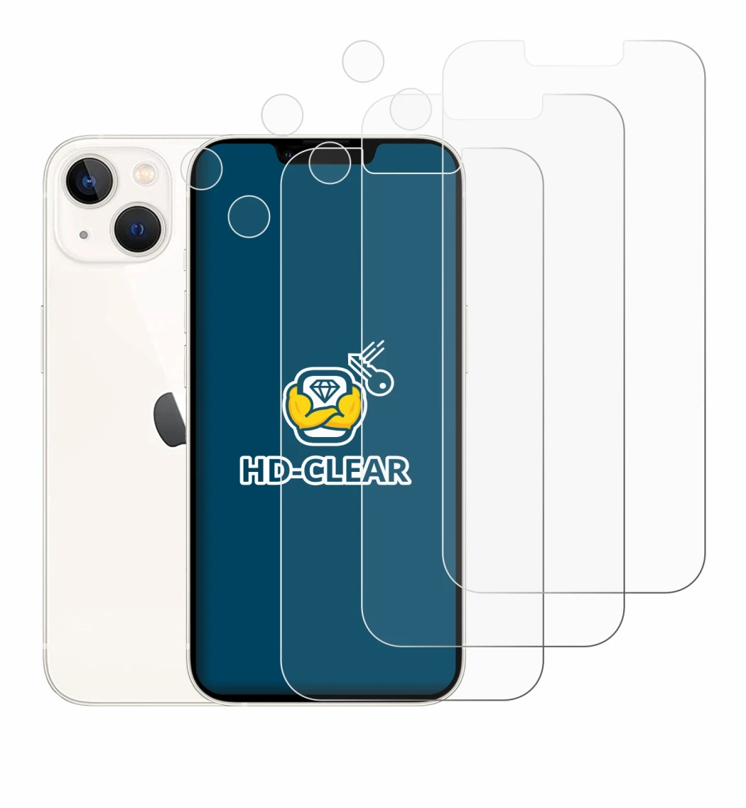 Immagine del dispositivo Apple iPhone 13 (Fronte+Fotocamera) con un'ampia varietà di protezioni per lo schermo.