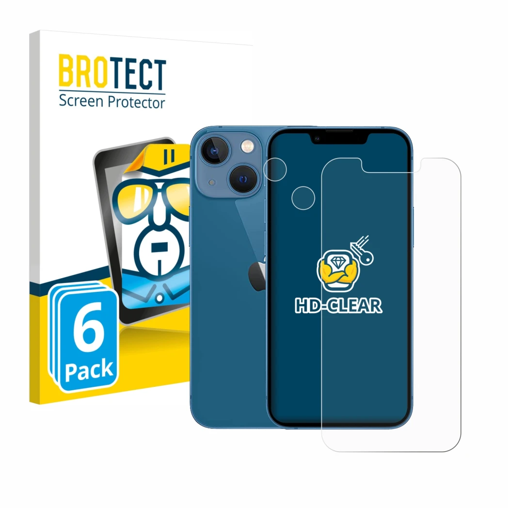 Parte frontale di una confezione del prodotto con il logo del marchio BROTECT. Accanto è raffigurato il dispositivo Apple iPho