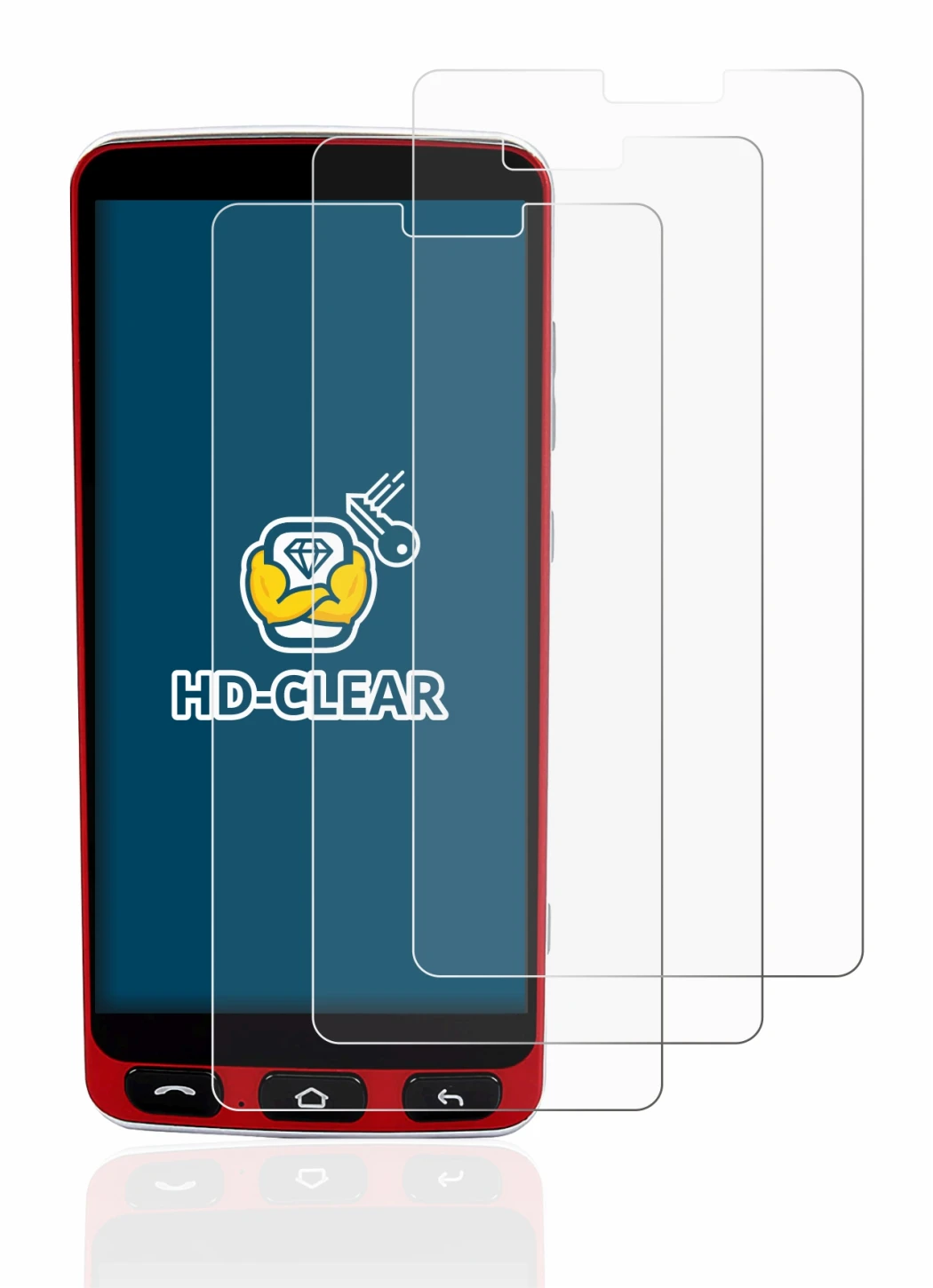 Immagine del dispositivo Olympia Neo Smartphone con un'ampia varietà di protezioni per lo schermo.