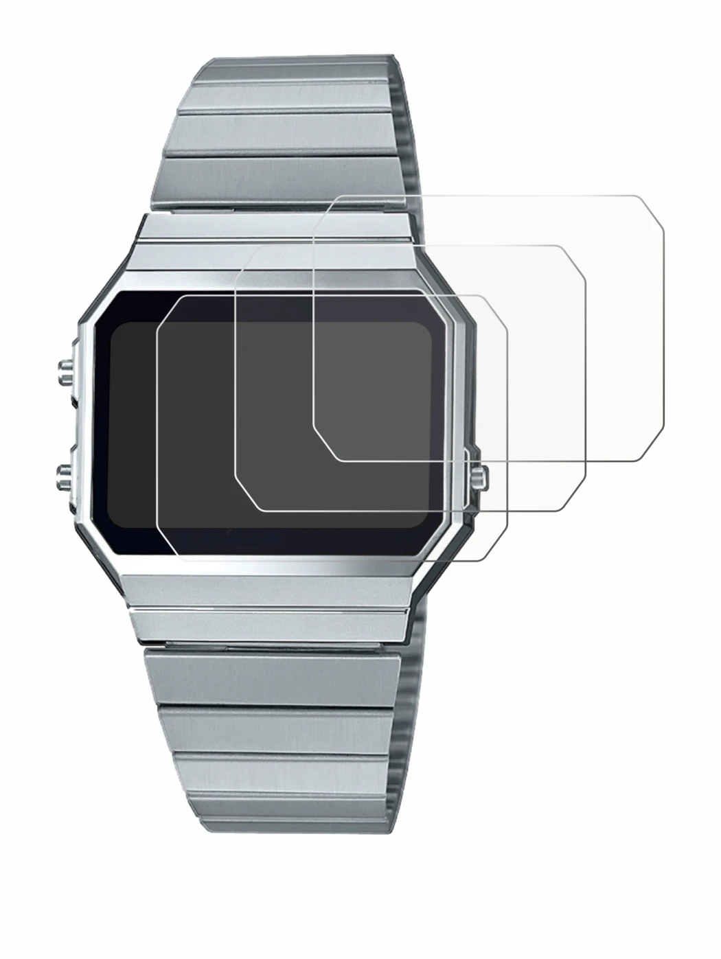 Immagine del dispositivo Casio A700WE con un'ampia varietà di protezioni per lo schermo.